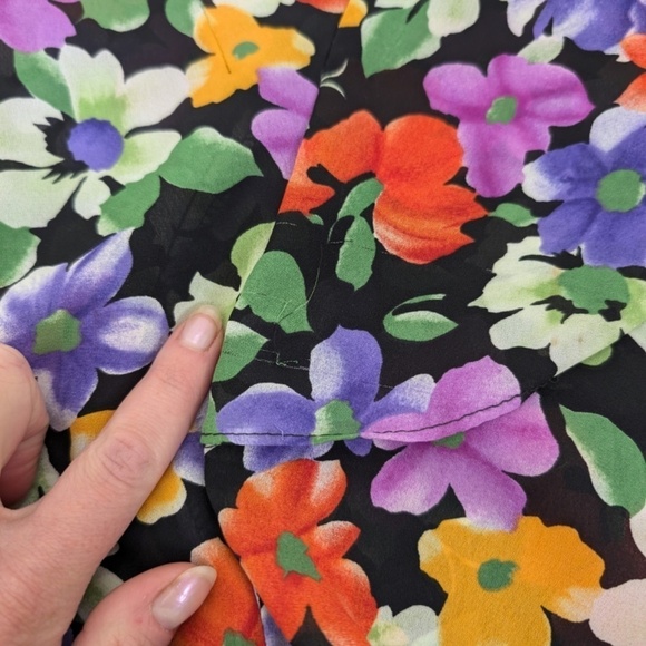 90's Floral Shorts High Rise Flared Tiered Skirt Mini - Picture 6 of 9